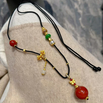 Mulstio Natural Southern Red Agate Empowering Necklace for Vitality and Inner Peace