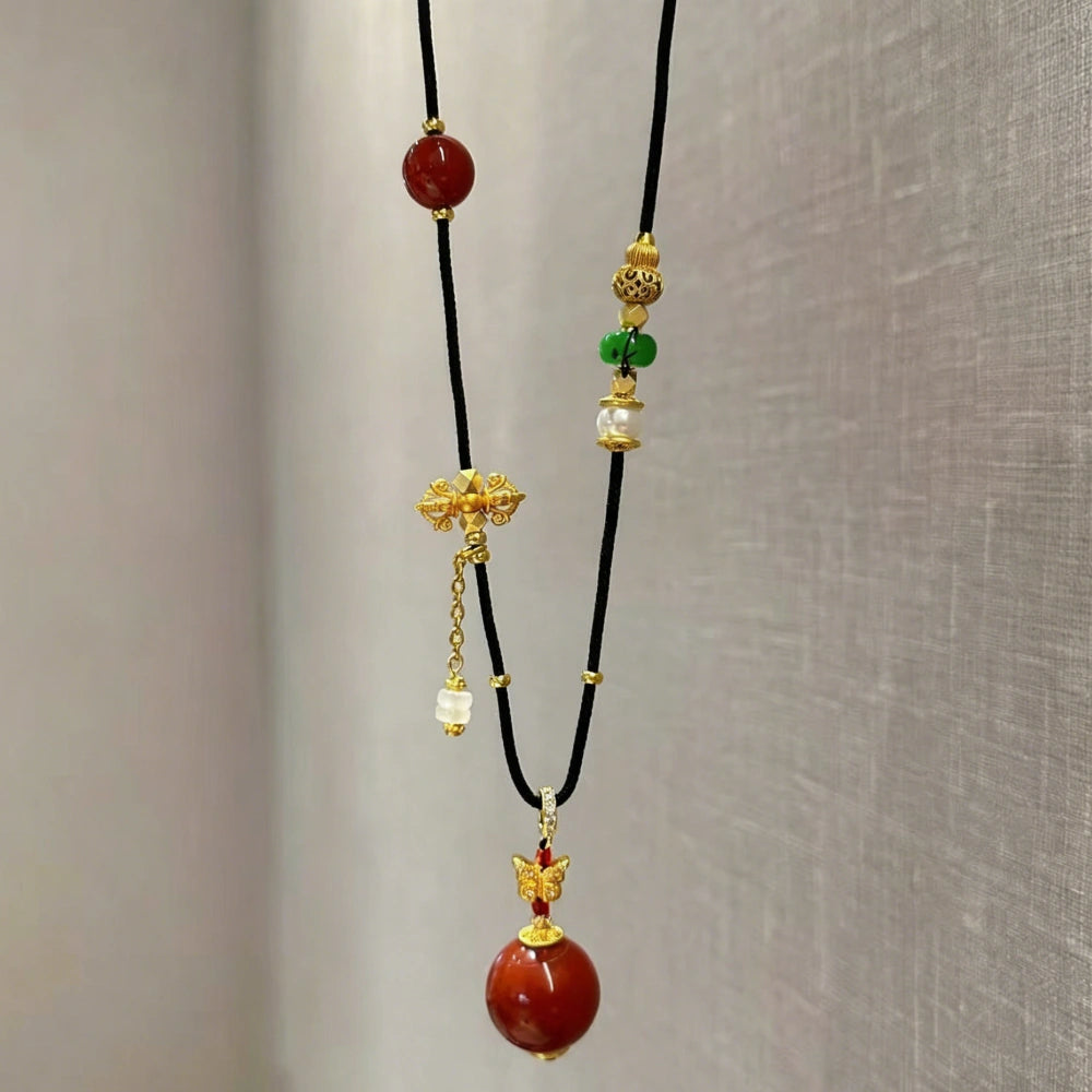 Mulstio Natural Southern Red Agate Empowering Necklace for Vitality and Inner Peace
