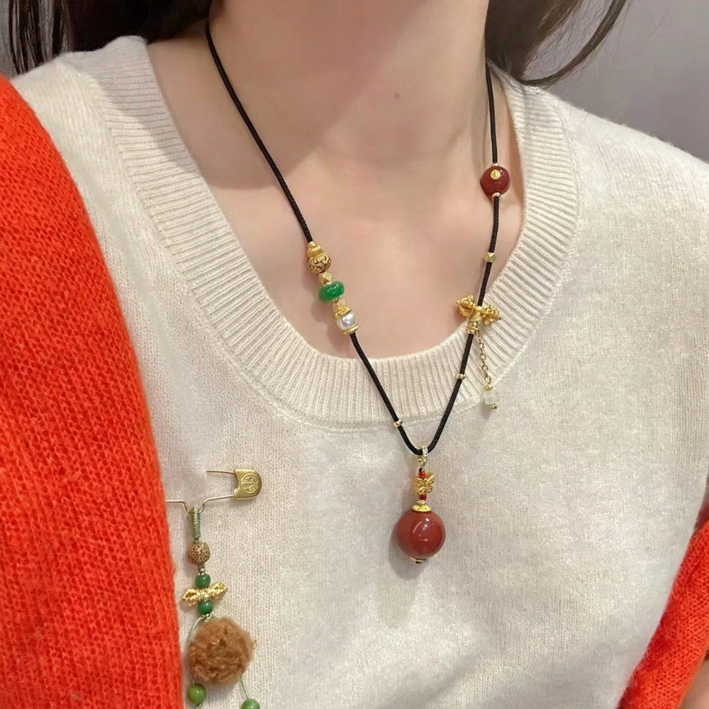 Mulstio Natural Southern Red Agate Empowering Necklace for Vitality and Inner Peace