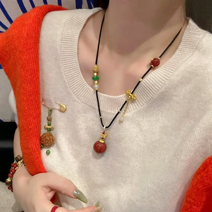 Mulstio Natural Southern Red Agate Empowering Necklace for Vitality and Inner Peace