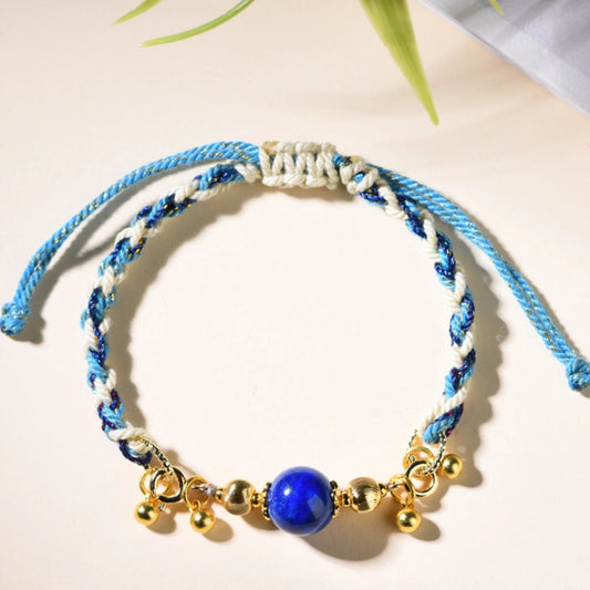 Handmade Braided Red Nanhong Agate & Blue Lapis Lazuli Empowerment Bracelet Mulstio Heritage Collection