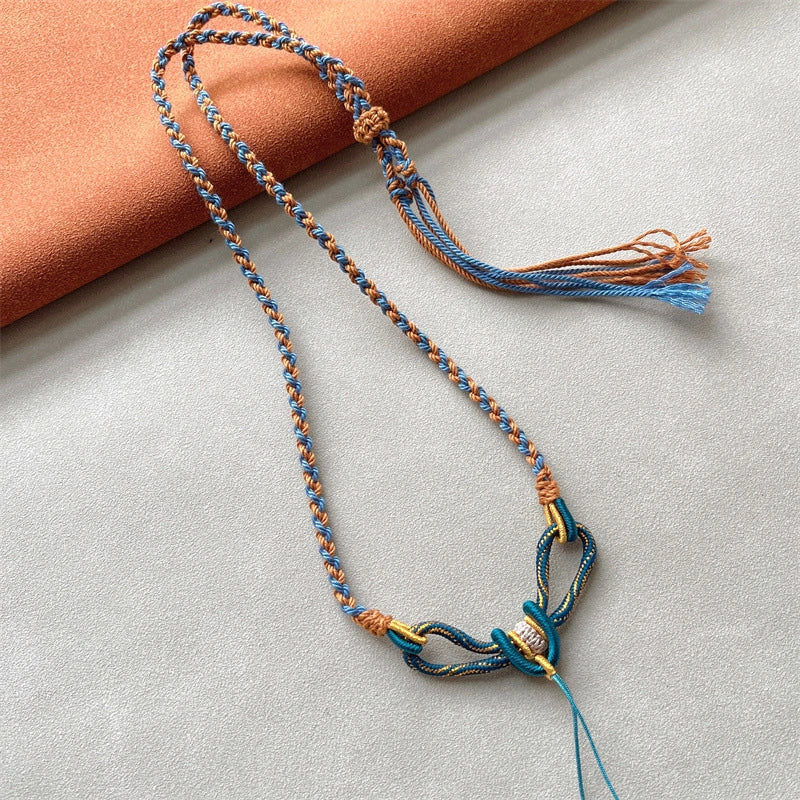 Mulstio Handwoven Tibetan Cotton Cord Necklace Ritual Totem Amulet Rope Spiritual Empowerment