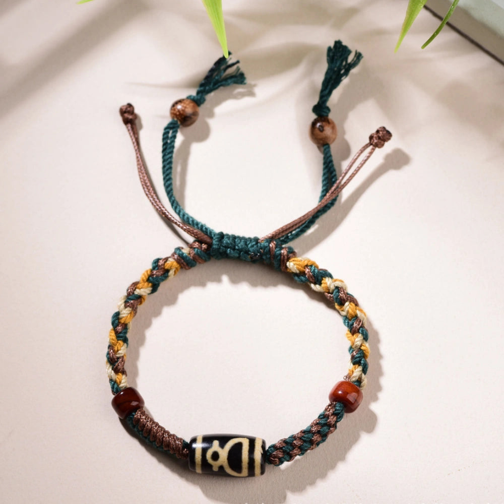 Tibetan Dzi Bead Agate Bracelet Ancient Empowerment Amulet for Modern Women