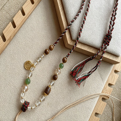 Mulstio Tibetan Hand Woven Pendant Necklace Cord Clear Quartz Crystal Spiritual Empowerment Amulet