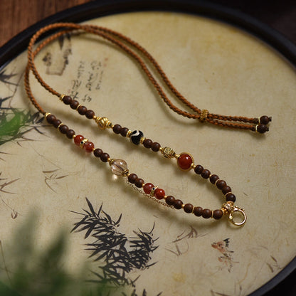 Mulstio Sandalwood Energy Pendant Chain Handwoven Carnelian Necklace Modern Women Empowerment Cord