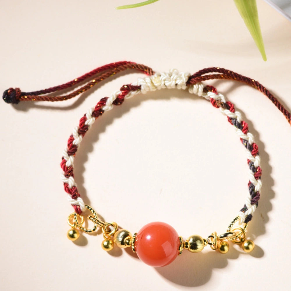 Handmade Braided Red Nanhong Agate & Blue Lapis Lazuli Empowerment Bracelet Mulstio Heritage Collection
