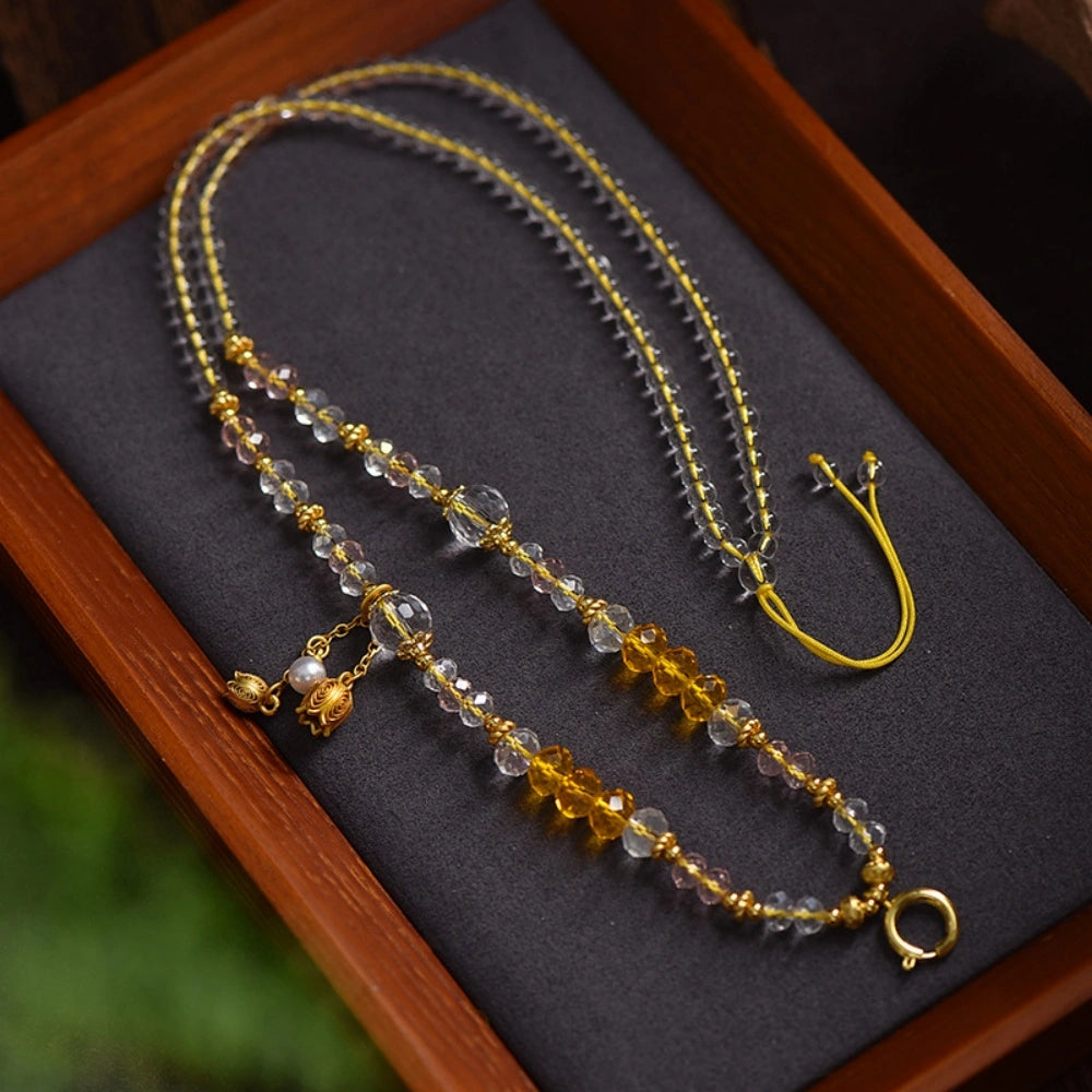 Mulstio Austrian Crystal Healing Necklace Cord Handcrafted Spiritual Protection Jewelry for Women