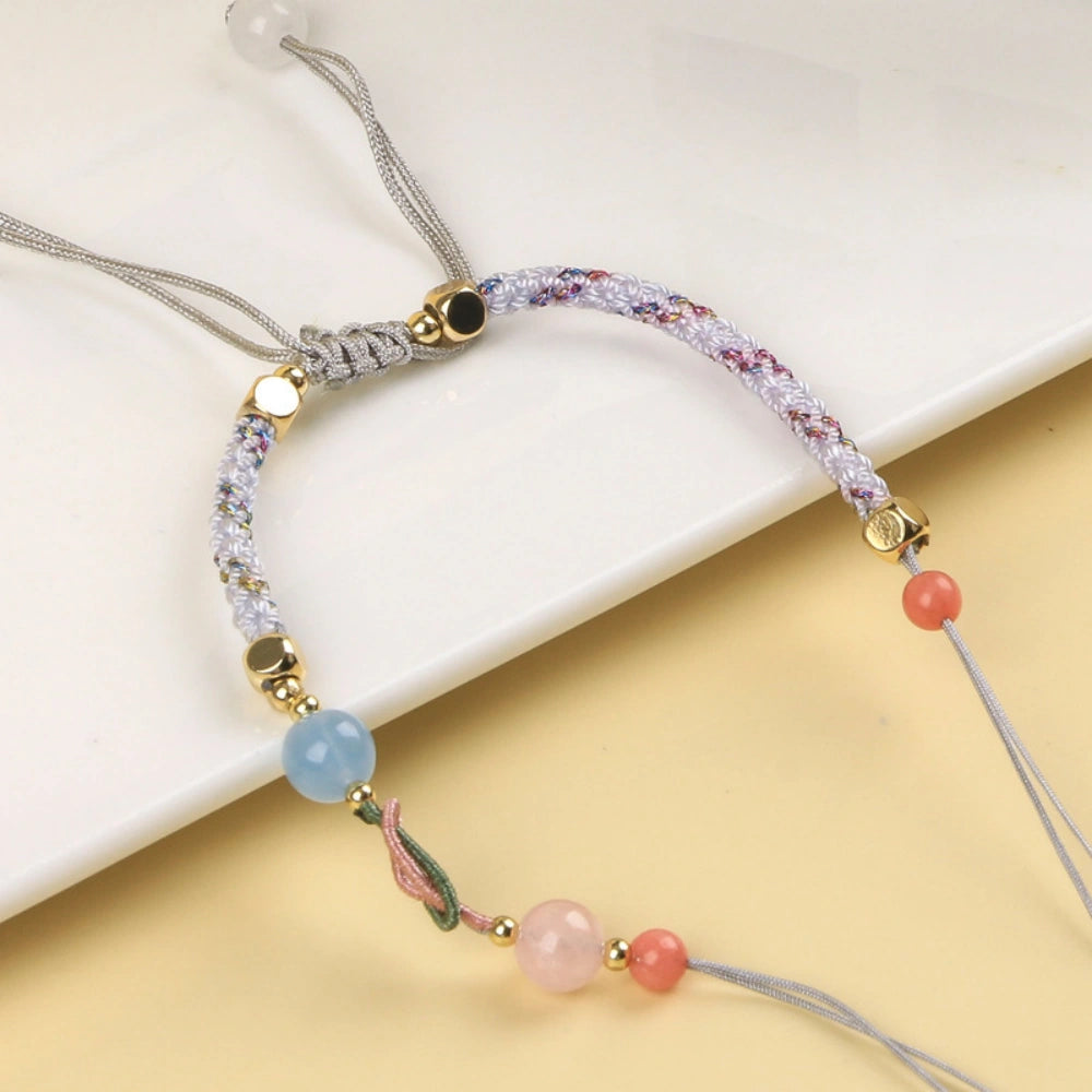 Mulstio Gradient Hand Woven Crystal Pendant Cord Necklace Spiritual Empowerment Amulet