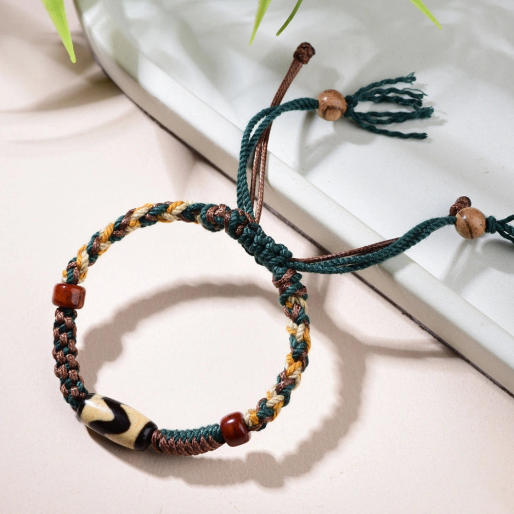 Tibetan Dzi Bead Agate Bracelet Ancient Empowerment Amulet for Modern Women