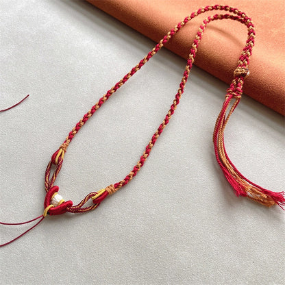 Mulstio Handwoven Tibetan Cotton Cord Necklace Ritual Totem Amulet Rope Spiritual Empowerment