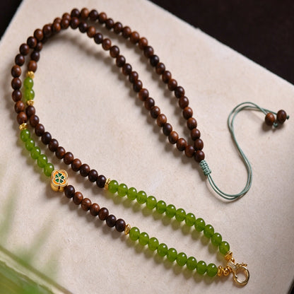 Mulstio Wisdom Mala Mala Bead Necklace Natural Turquoise Pearwood Balance Empowerment Talisman