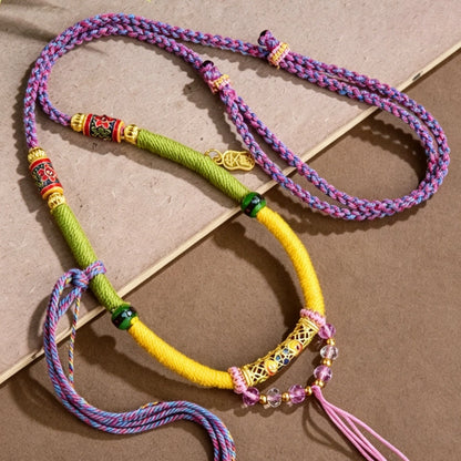 Mulstio Hand Woven Purple Energy Necklace Heritage Cultural Styling Statement Amulet Modern Woman Empowerment Jewelry
