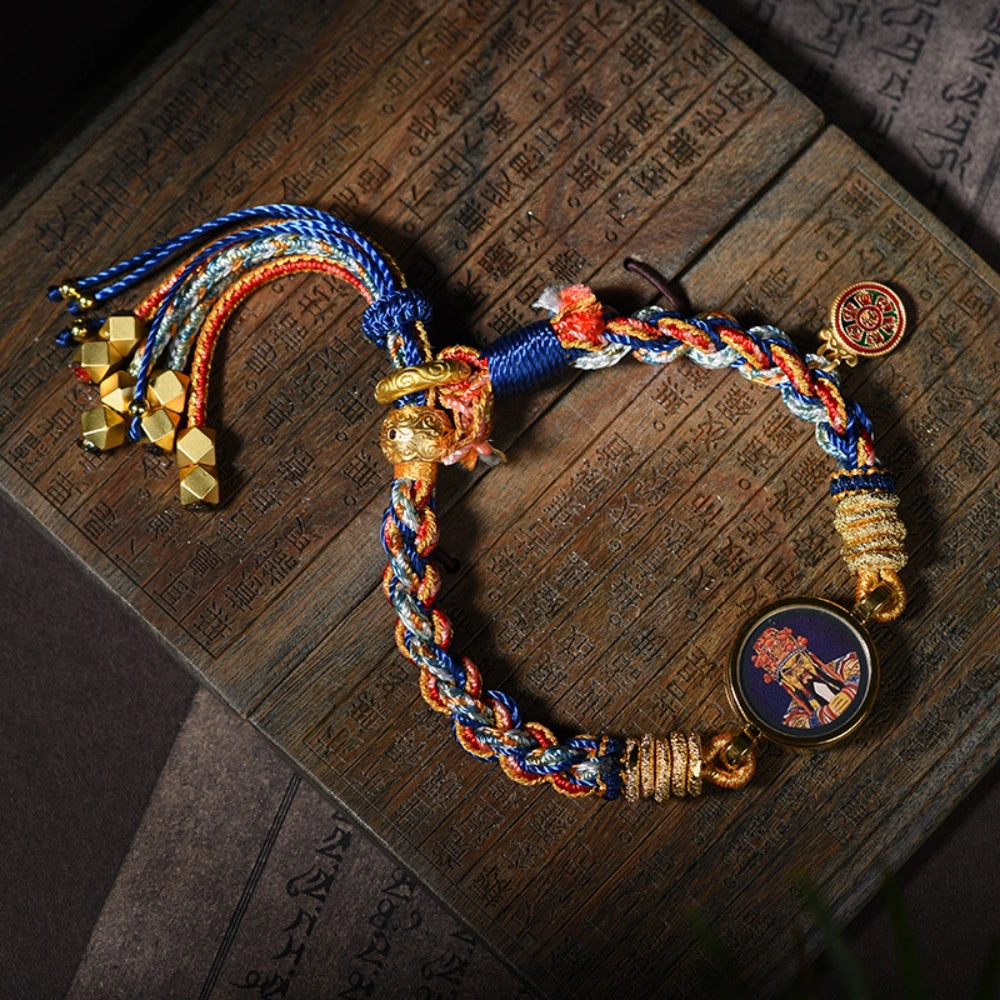Tibetan Wealth God Wuye Five Color Handwoven Bracelet for Abundance and Empowerment