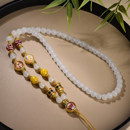 Mulstio Ethnic Agate Energy Necklace Tibetan Dzi Bead Thangka Element Empowerment Jewelry for Women