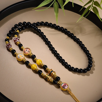 Mulstio Ethnic Agate Energy Necklace Tibetan Dzi Bead Thangka Element Empowerment Jewelry for Women
