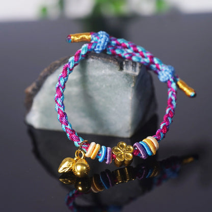 Oriental Knot of Destiny Bracelet - Handcrafted Five-Element Weave with Ancient Gold Charm