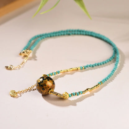 Mulstio Empowerment Lacquer Bead Necklace Mother of Pearl Healing Crystal Choker for Inner Harmony