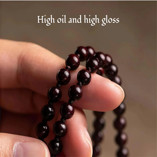 Sandalwood & Bodhi Bead Necklace - Adjustable Spiritual Mala Cord String