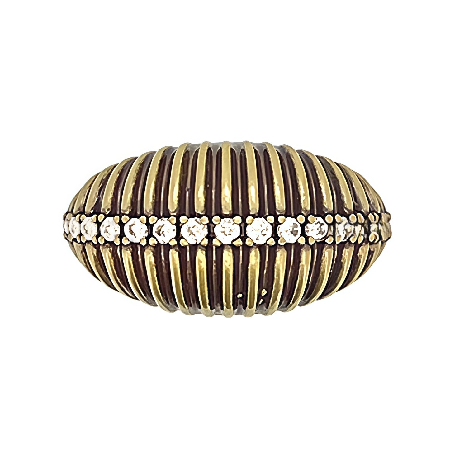 Shell Textured Ring with Diamond in Silver & Copper