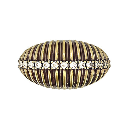 Shell Textured Ring with Diamond in Silver & Copper