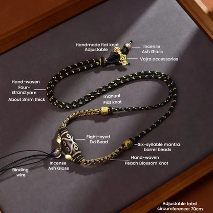 Starry Night Tibetan Dzi Bead String Necklace - Adjustable Celestial Cord