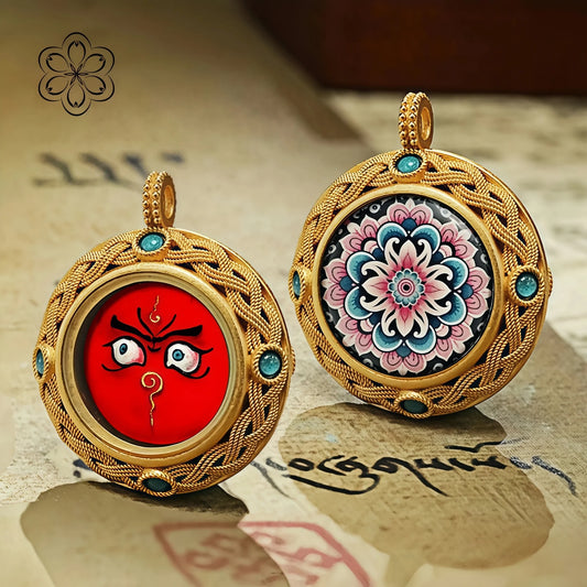 Jambhala's Gaze Thangka Pendant - Wealth & Abundance Talisman Necklace Car Charm
