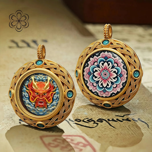 Loong King Thangka  Pendant - Success & Abundance Talisman Necklace Car Charm