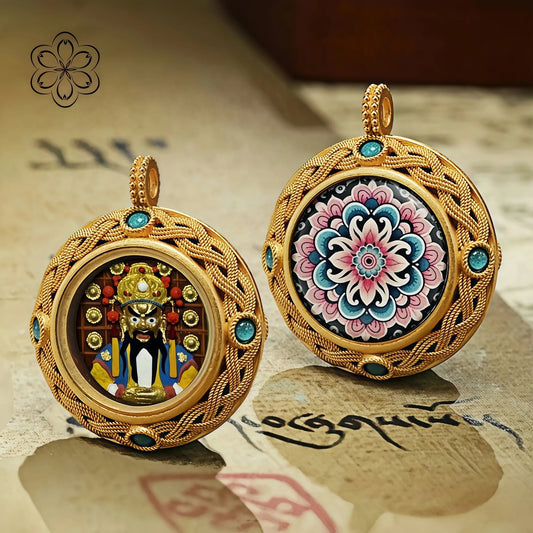 Fifth Lord Wealth God Thangka Pendant Prosperity & Success Talisman Necklace Car Charm