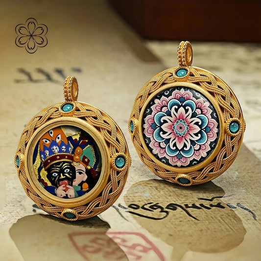 Samsara Wheel Thangka Pendant  - Transformation & Rebirth Talisman Necklace Car Charm
