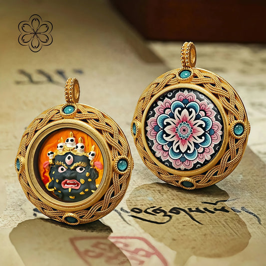 Mahakala Thangka Pendant  - Protection & Empowerment Talisman Necklace Car Charm