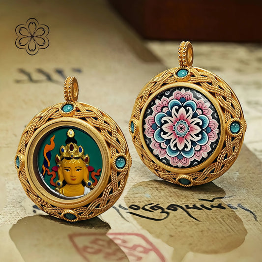 Manjushri Thangka  Pendant - Wisdom & Clarity Talisman Necklace Car Charm