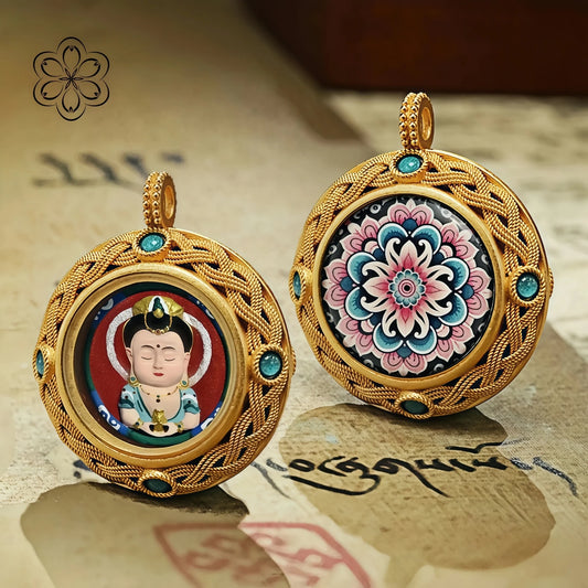 Avalokiteshvara Thangka Pendant - Compassion & Peace Talisman Necklace Car Charm