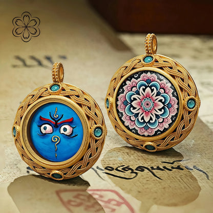Jambhala's Gaze Thangka Pendant - Wealth & Abundance Talisman Necklace Car Charm