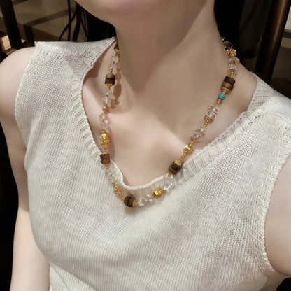 Clear Quartz Agarwood Turquoise Necklace
