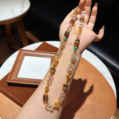 Clear Quartz Agarwood Turquoise Necklace