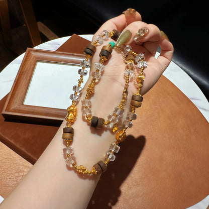 Clear Quartz Agarwood Turquoise Necklace