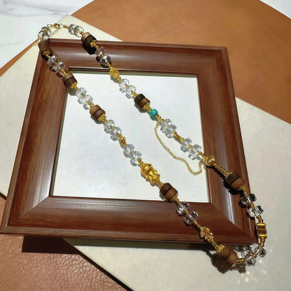 Clear Quartz Agarwood Turquoise Necklace