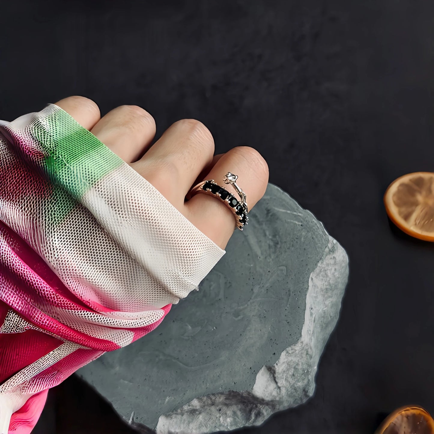 Thorn Rose Adjustable Ring in Silver