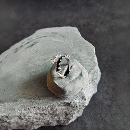 Thorn Rose Adjustable Ring in Silver
