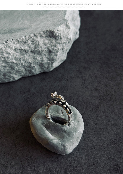 Thorn Rose Adjustable Ring in Silver