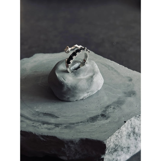 Thorn Rose Adjustable Ring in Silver