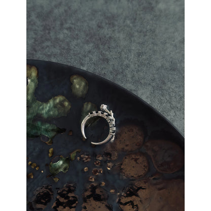 Thorn Rose Adjustable Ring in Silver