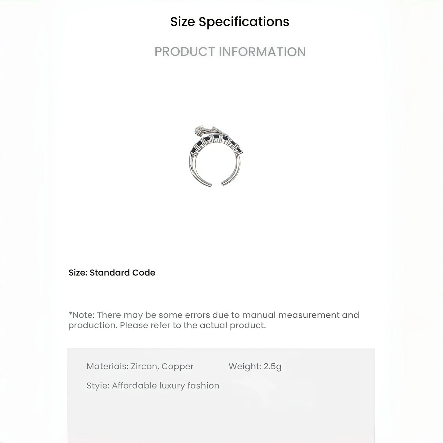 Thorn Rose Adjustable Ring in Silver