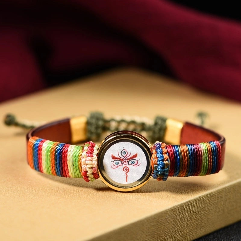 Tibetan Five Jambhala Wealth Eye Gau Box Handwoven Bracelet - Tangka Art, All-Around Prosperity & Protection