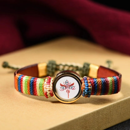 Tibetan Five Jambhala Wealth Eye Gau Box Handwoven Bracelet - Tangka Art, All-Around Prosperity & Protection