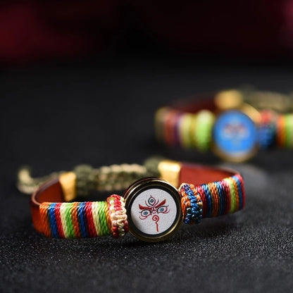 Tibetan Five Jambhala Wealth Eye Gau Box Handwoven Bracelet - Tangka Art, All-Around Prosperity & Protection