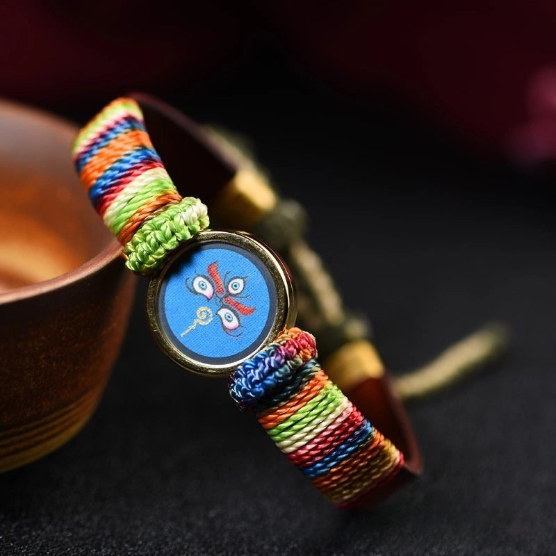 Tibetan Five Jambhala Wealth Eye Gau Box Handwoven Bracelet - Tangka Art, All-Around Prosperity & Protection