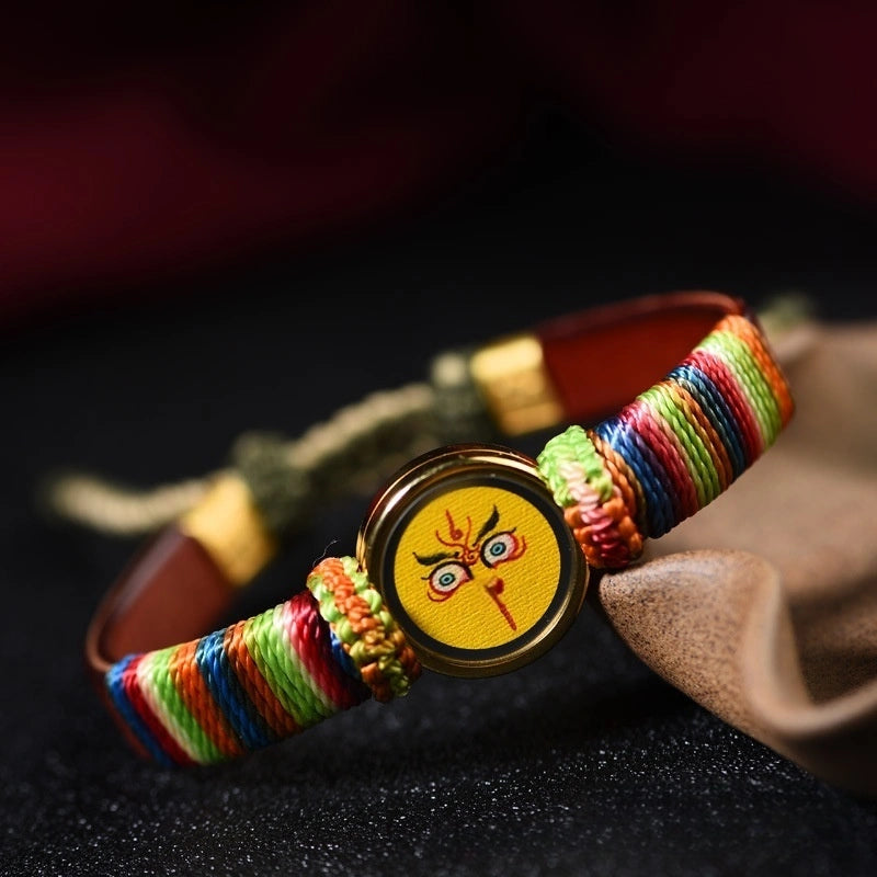 Tibetan Five Jambhala Wealth Eye Gau Box Handwoven Bracelet - Tangka Art, All-Around Prosperity & Protection