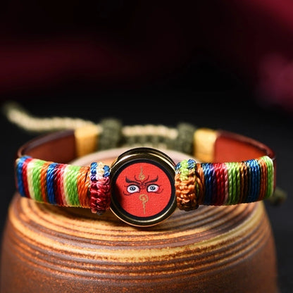Tibetan Five Jambhala Wealth Eye Gau Box Handwoven Bracelet - Tangka Art, All-Around Prosperity & Protection