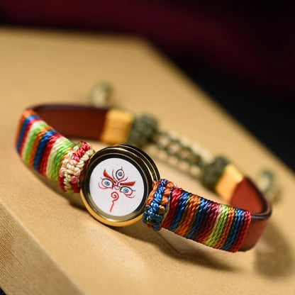 Tibetan Five Jambhala Wealth Eye Gau Box Handwoven Bracelet - Tangka Art, All-Around Prosperity & Protection